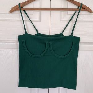 Seamless Tank with Underwire Bust. Forest Green Sz S